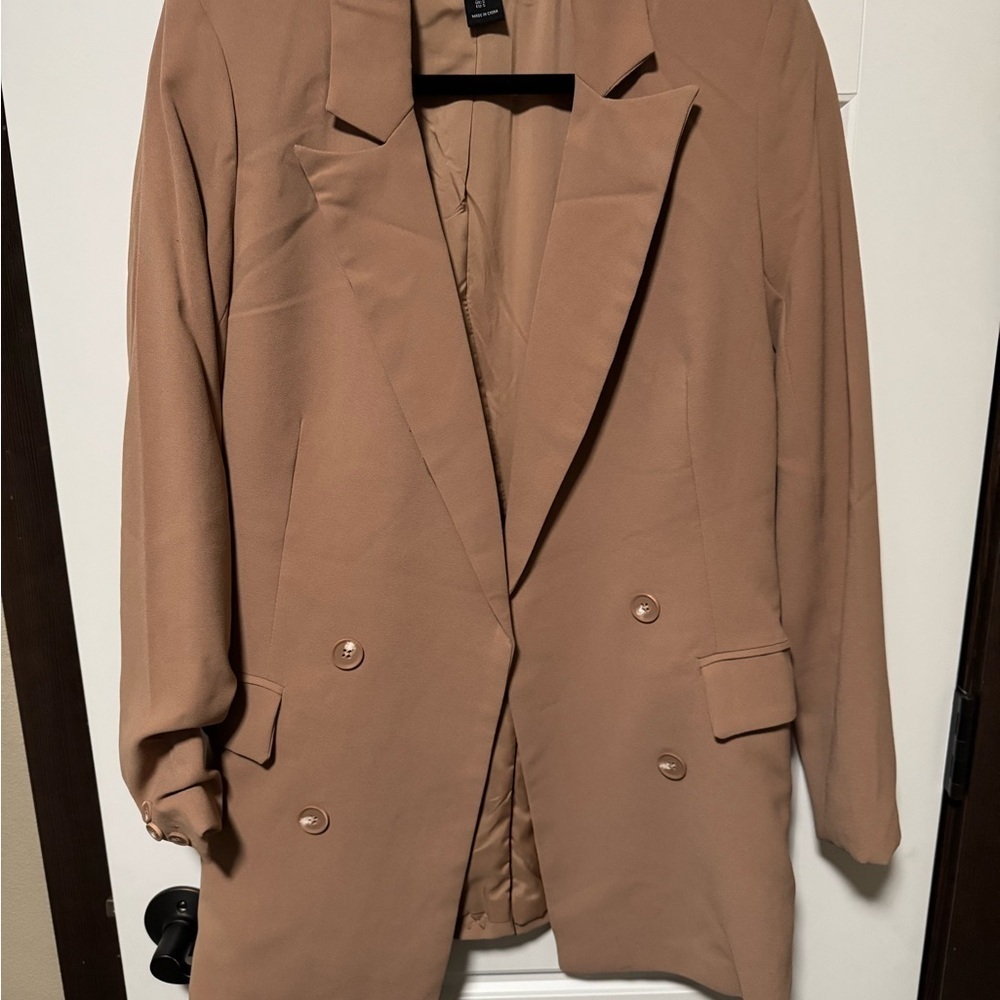Women's Tan Double-Breasted Coat